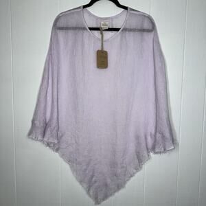 Vikolino Women’s 100% Linen Poncho Lilac Purple One Size NWT